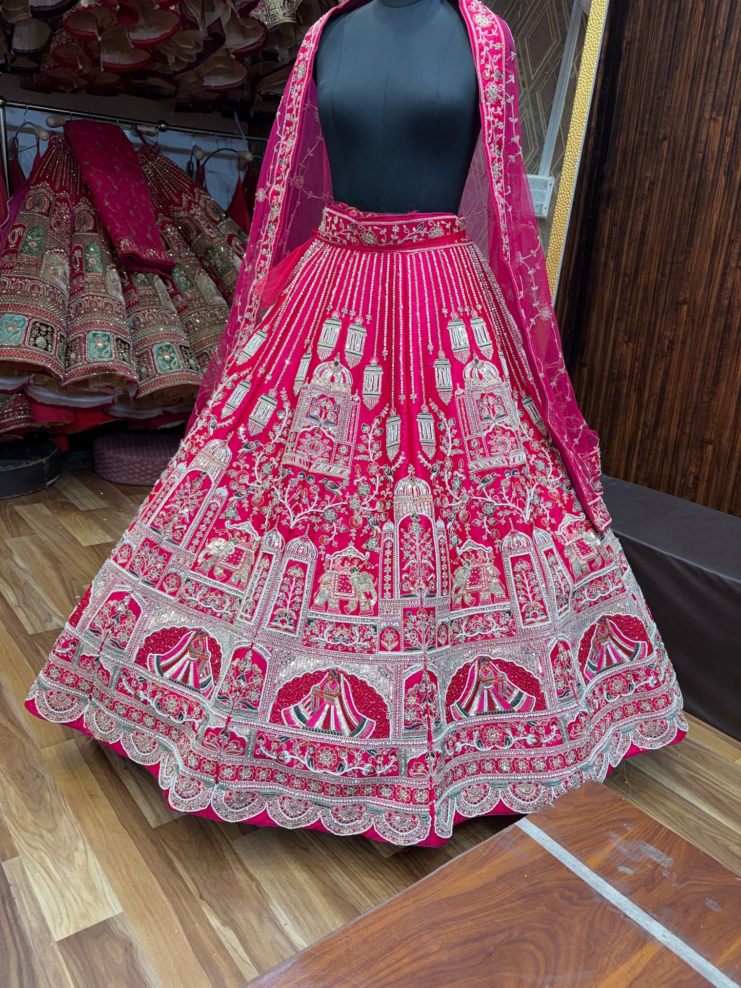 Rani pink peacock Bridal Lehenga