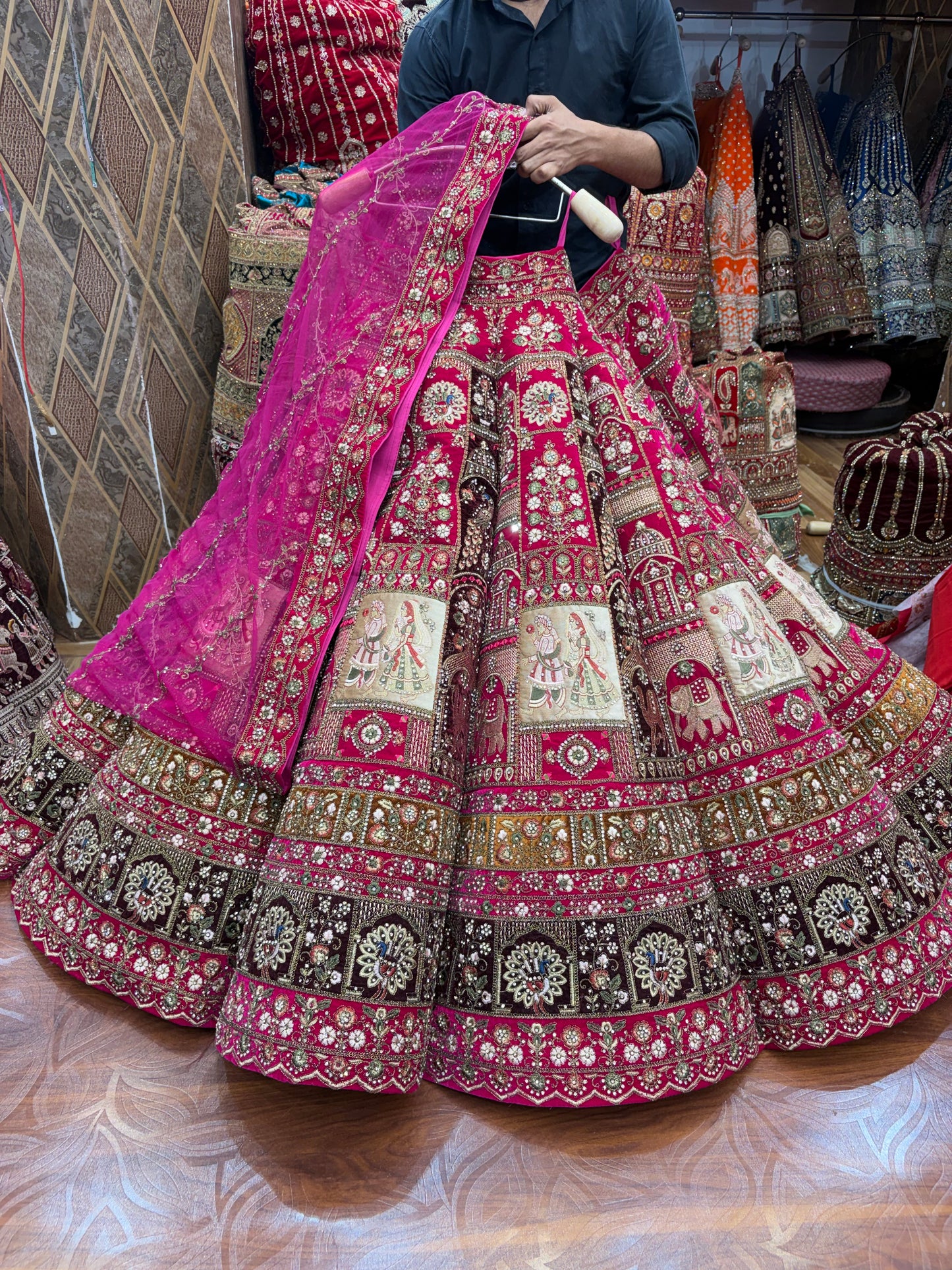 Rani pink Ball Bridal Lehenga