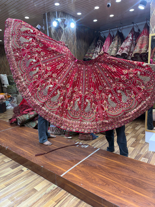 Hot Pink Peacock Bridal Lehenga