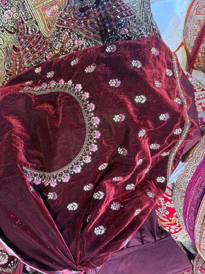Pretty Maroon jhumka bridal Lehenga