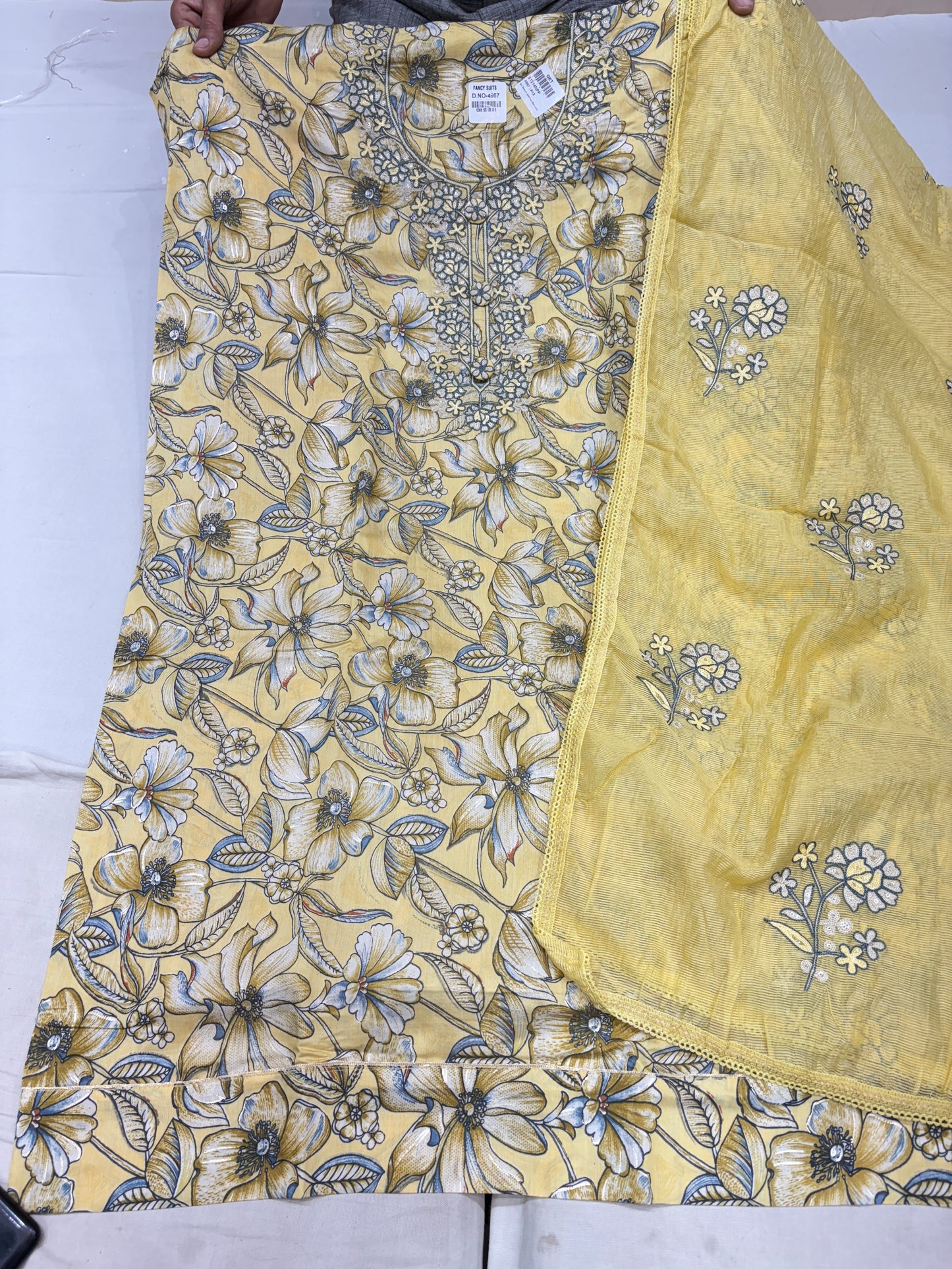 Engaging maroon summer cotton unstitched suit ( free size )