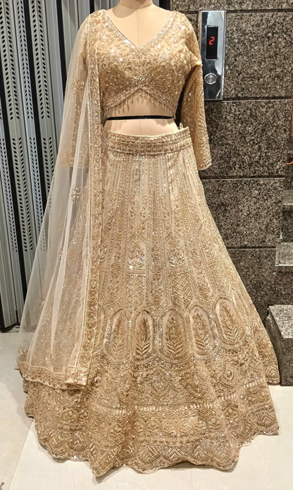 Golden On Golden Monotone Crop Top Lehenga