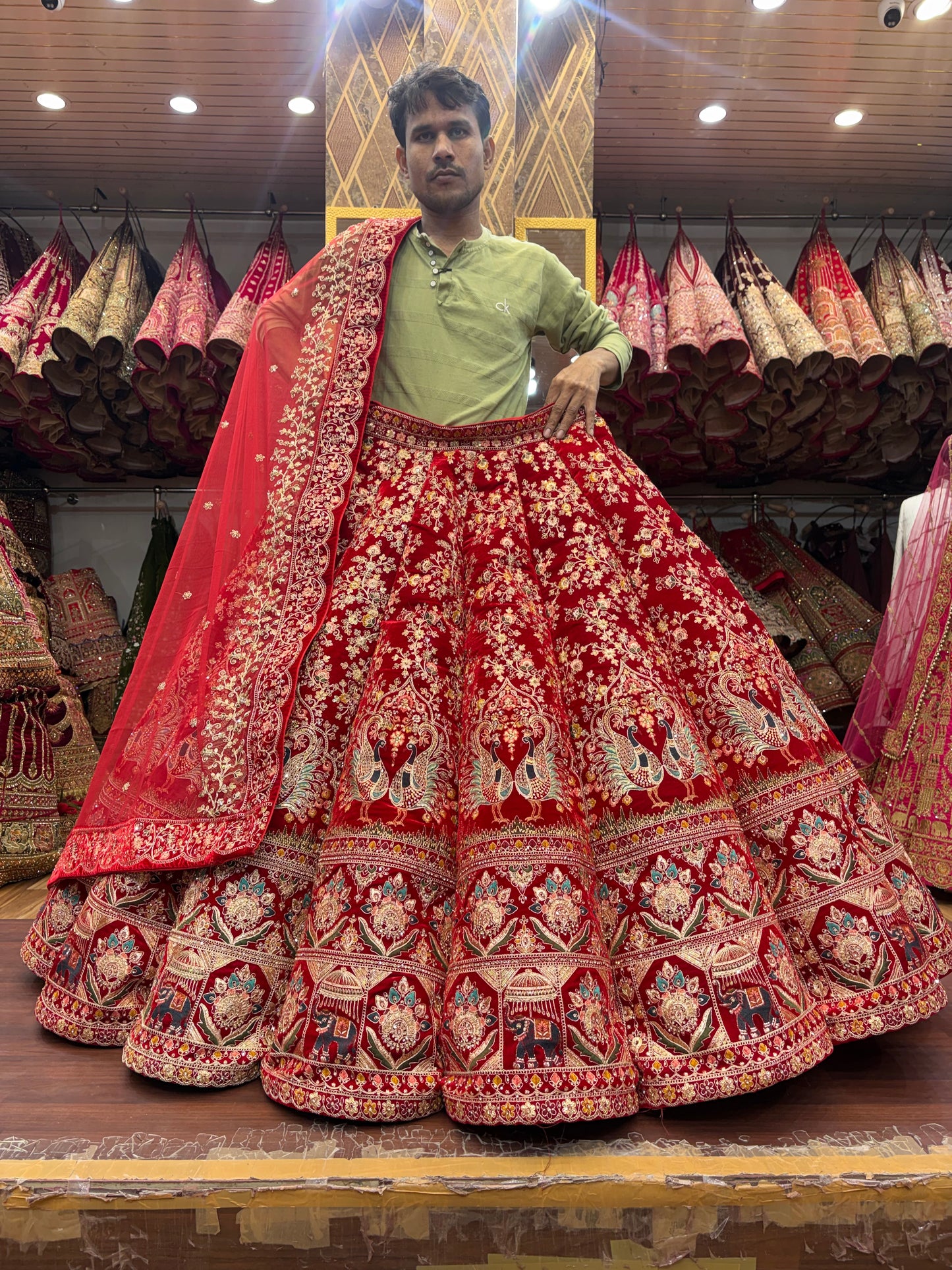 Gorgeous Maroon Peacock Ball Bridal Lehenga