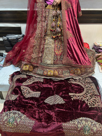 Beautiful maroon heavy bridal Lehenga