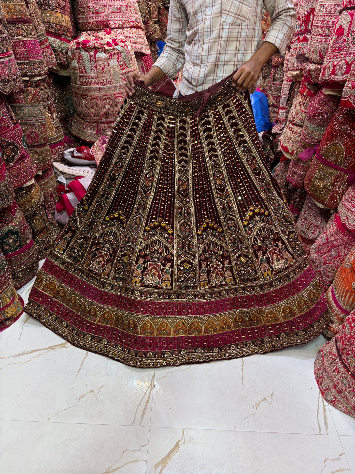 Maroon Doli Barat Bridal Lehenga