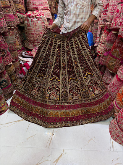 Maroon Doli Barat Bridal Lehenga