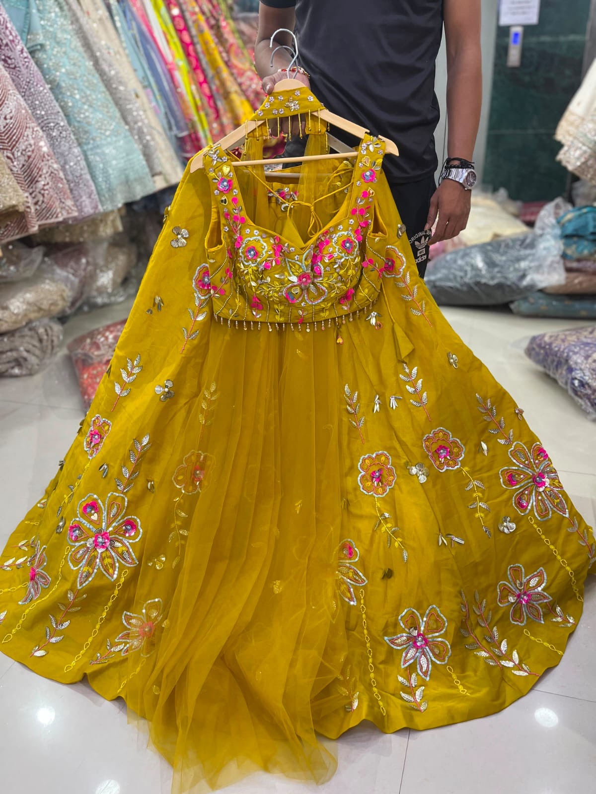 Yellow Crop top Lehenga