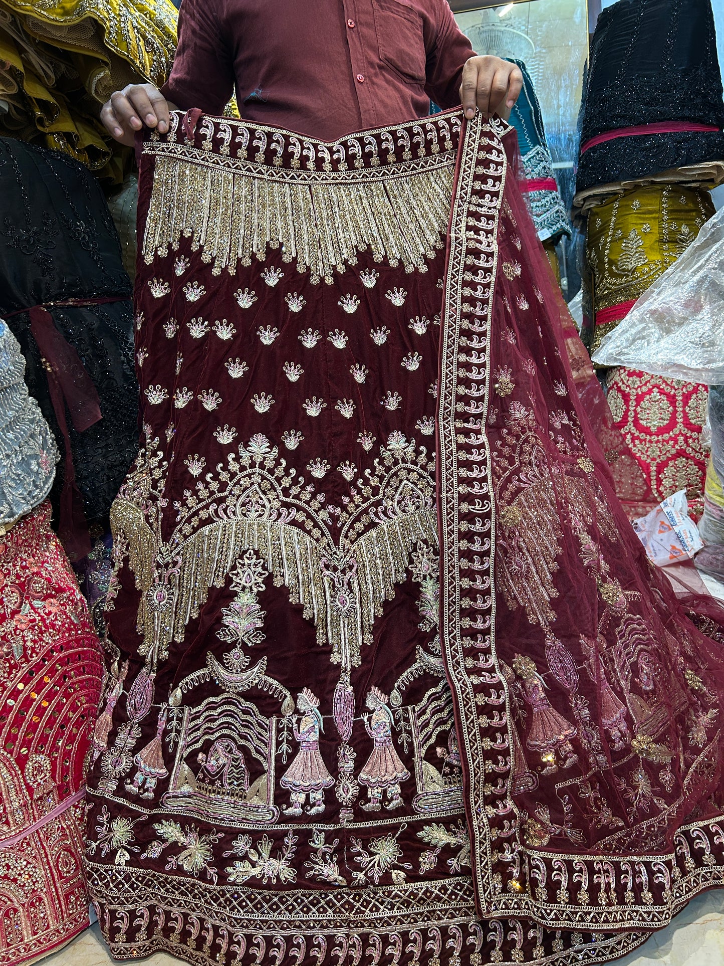 Khoobsurat maroon doli barat bridal lehenga❤️