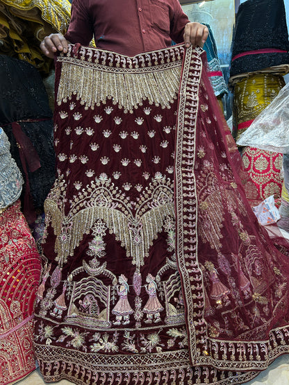 Khoobsurat maroon doli barat bridal lehenga❤️