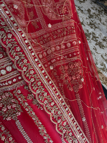Fantastic rani pink Doli barat handwork bridal Lehenga