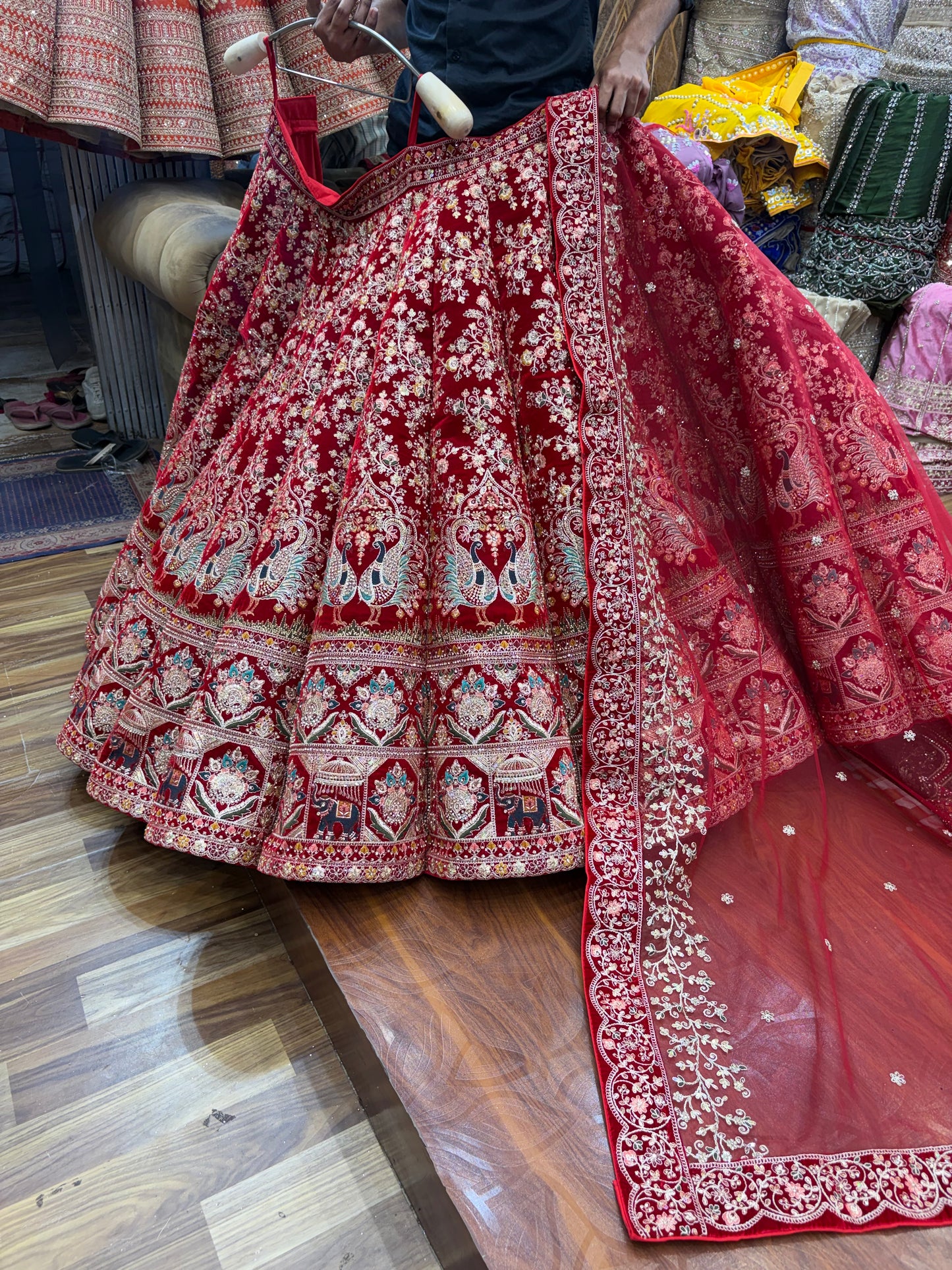Red peacock Ball Bridal Lehenga