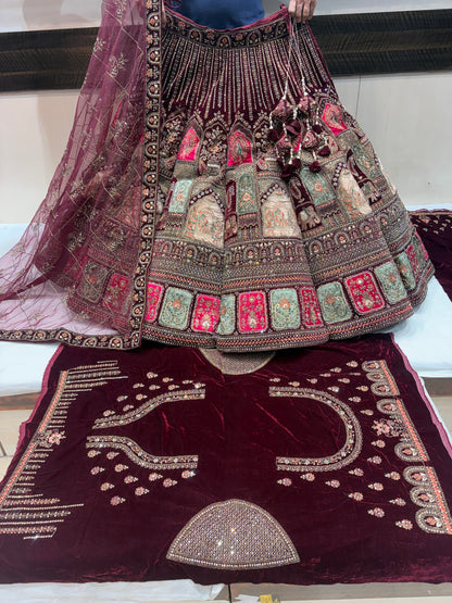 Beautiful Maroon Doli Barat Ball bridal Lehenga