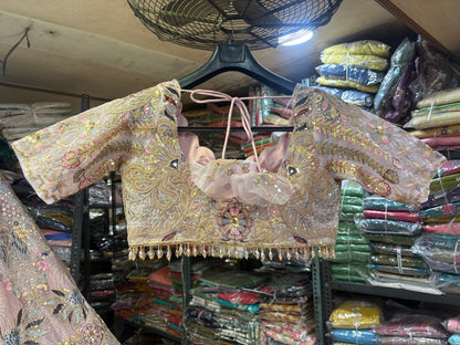 Lavishing pink peacock Crop Top Lehenga