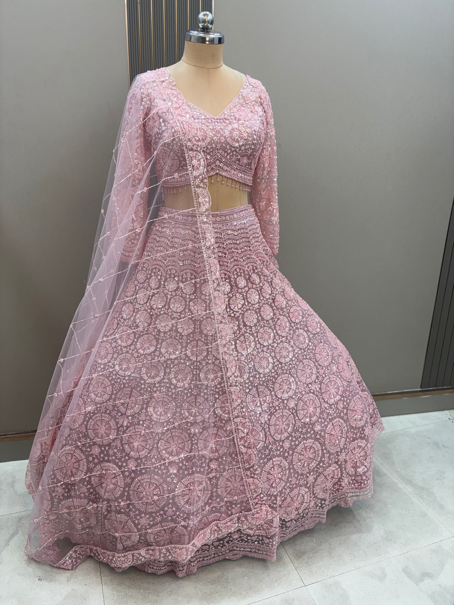 Gorgeous Cherry red on red Monotone Crop top Lehenga