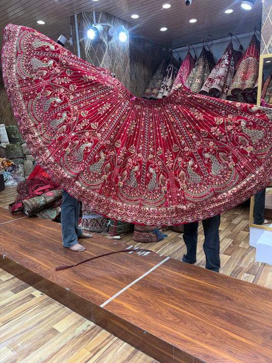 Hot Pink Peacock Bridal Lehenga