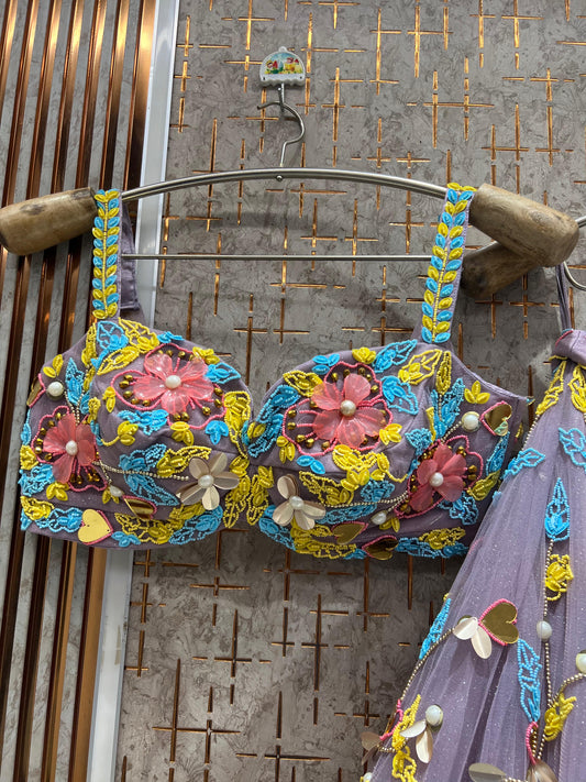 Lavender Pdp Crop Top Lehenga