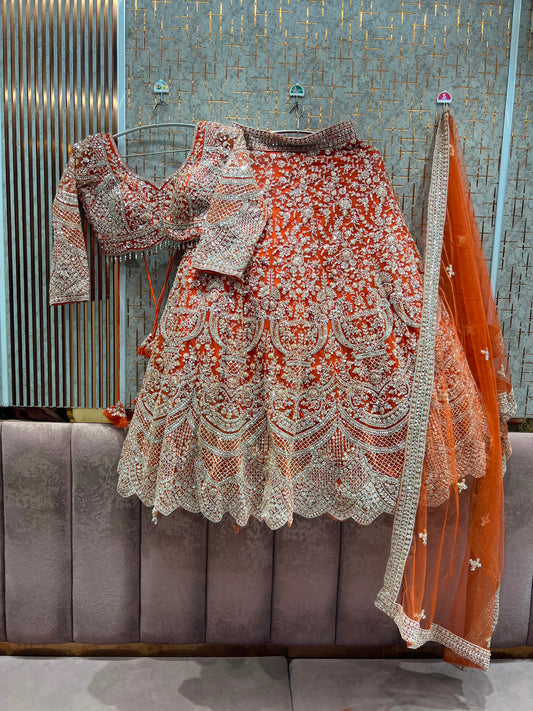 Orange on orange Monotone Crop Top Lehenga
