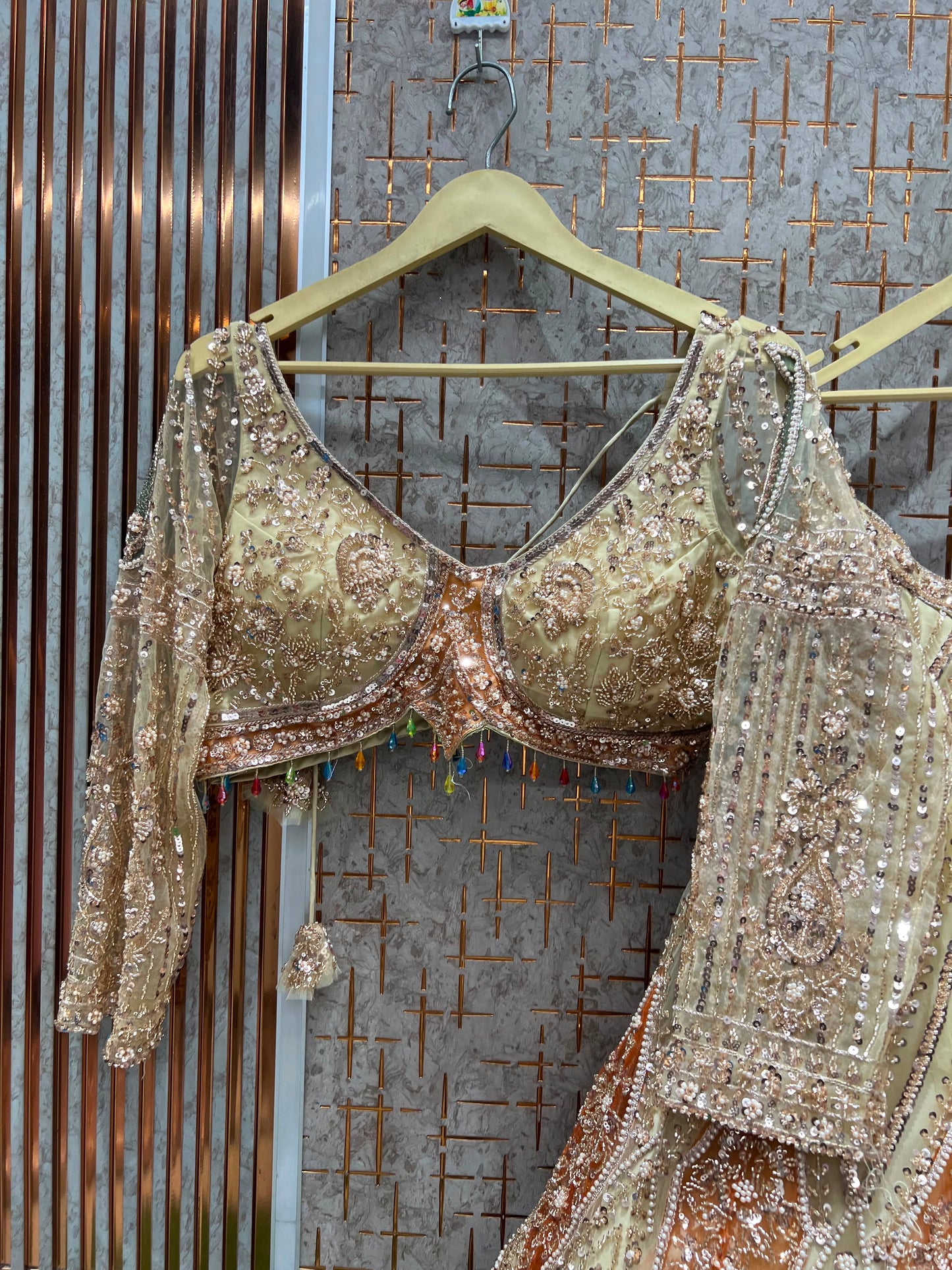 Golden Monotone Crop Top Lehenga