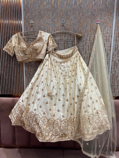 White Crop Top Lehenga - Shopping World