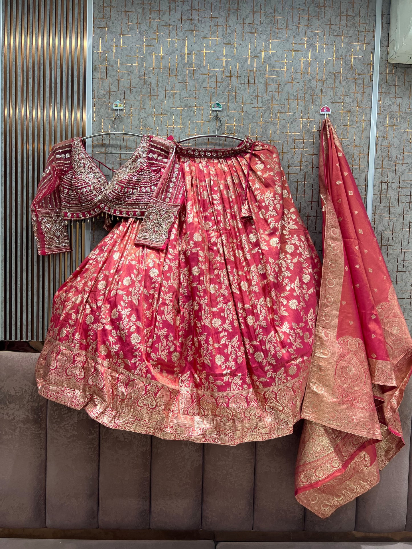 Hot Pink Crop Top Lehenga