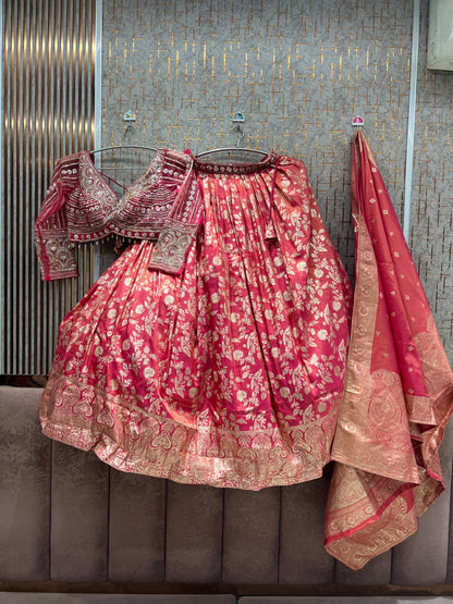 Hot Pink Crop Top Lehenga