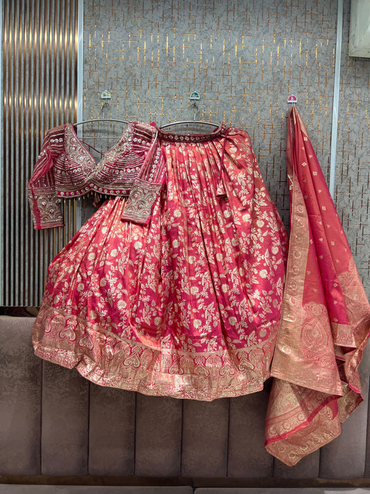 Hot Pink Crop Top Lehenga