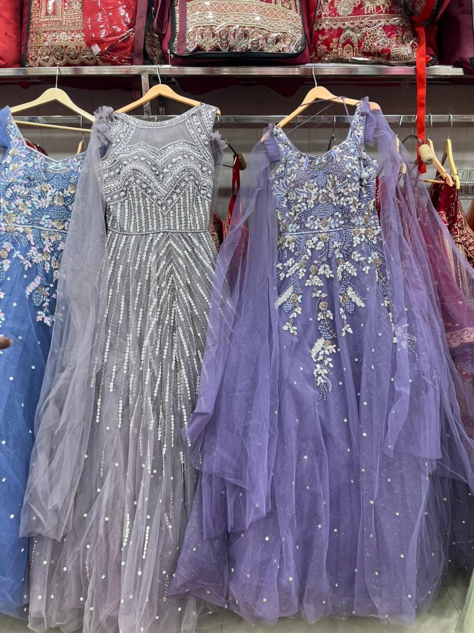 Pink green mint green lavender gray blue purple Lehenga