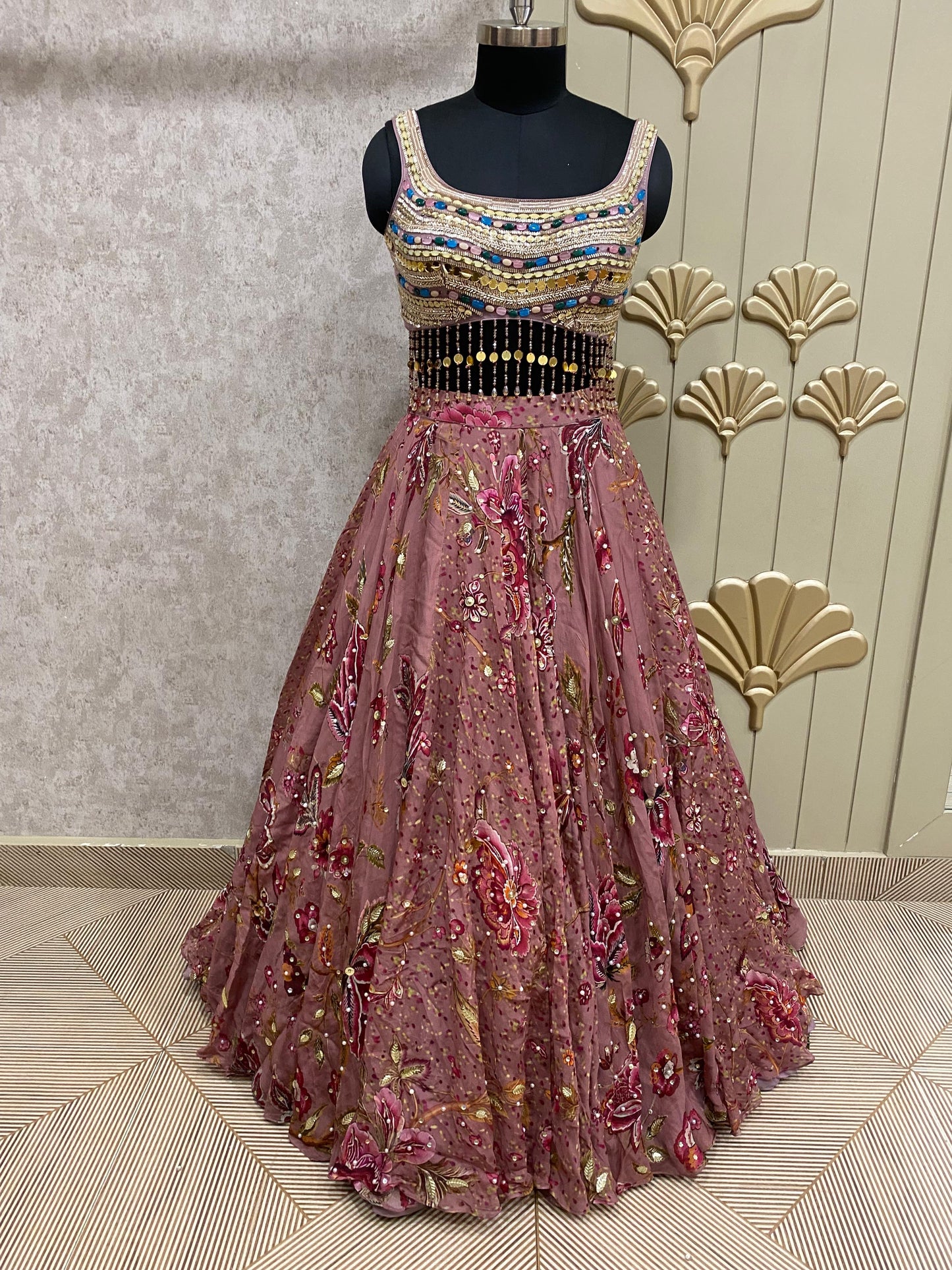 Pink PDP crop top lehenga