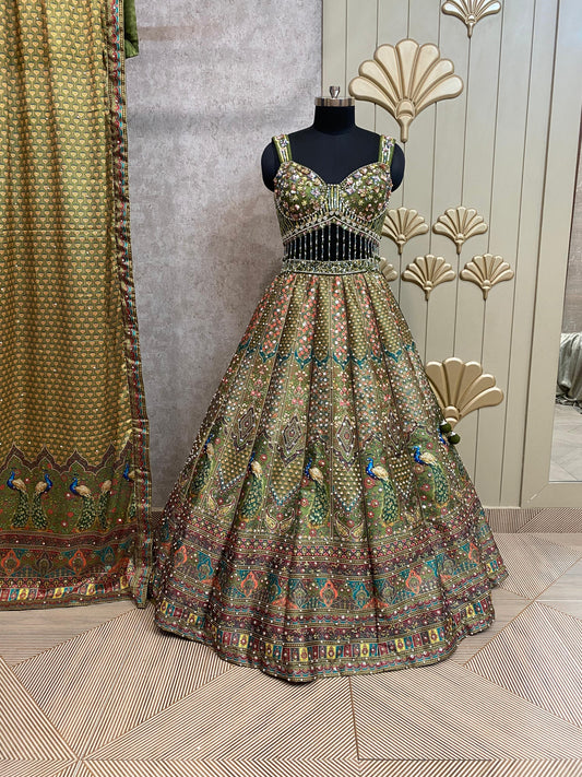 Green PDP crop top lehenga