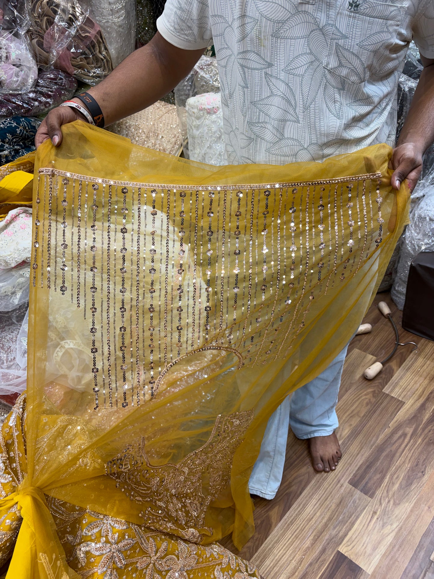 Yellow Haldi Mehendi Crop Top Lehenga (Copy)