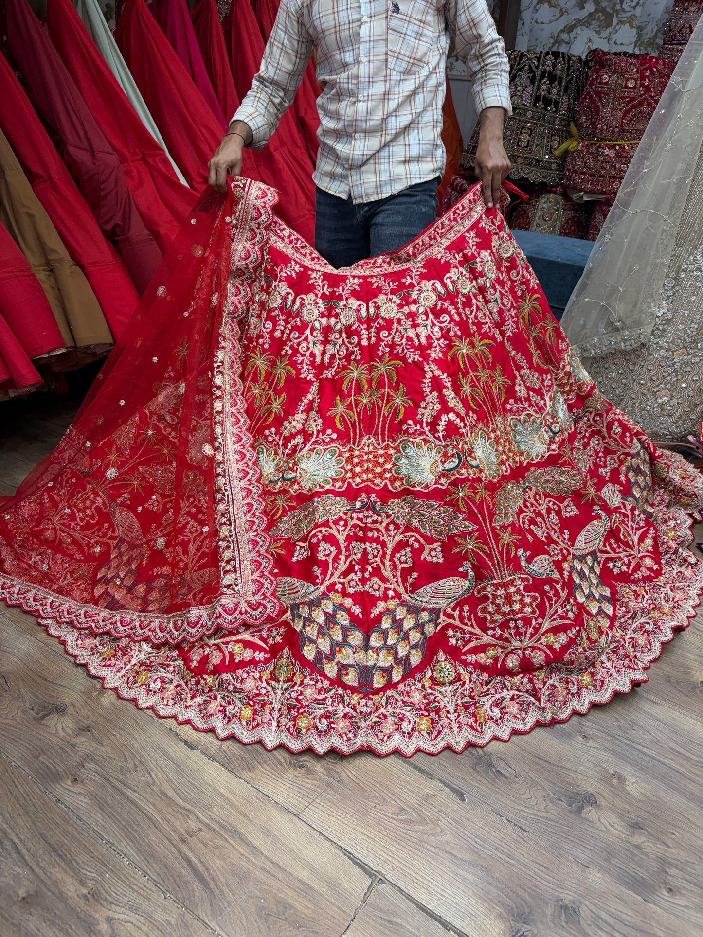 Red peacock Bridal Lehenga