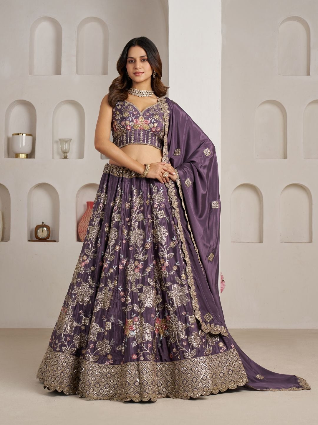 Purple Designer Crop Top Lehenga