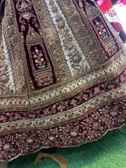 Maroon Golden Designer Bridal Lehenga