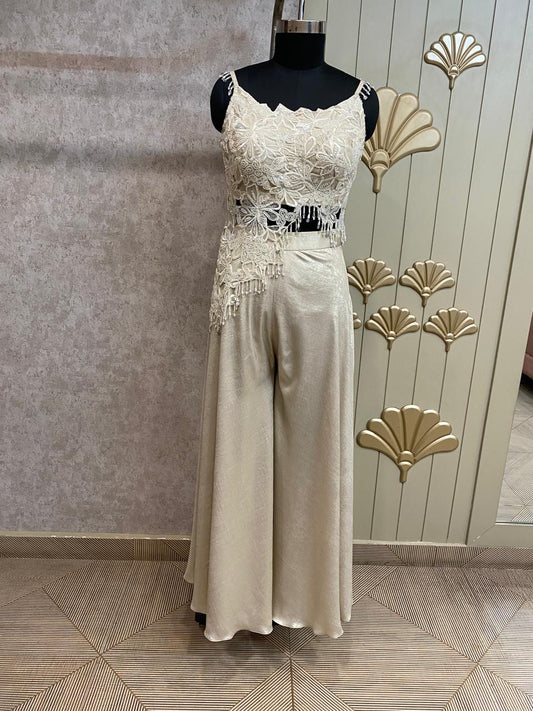 Golden Long Sharara Suit Dress Material