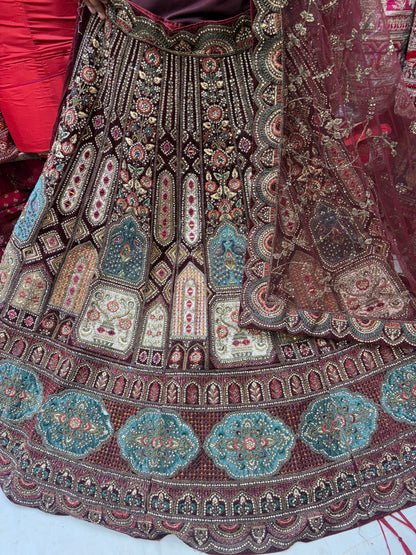 Royal maroon bridal Lehenga happy customer