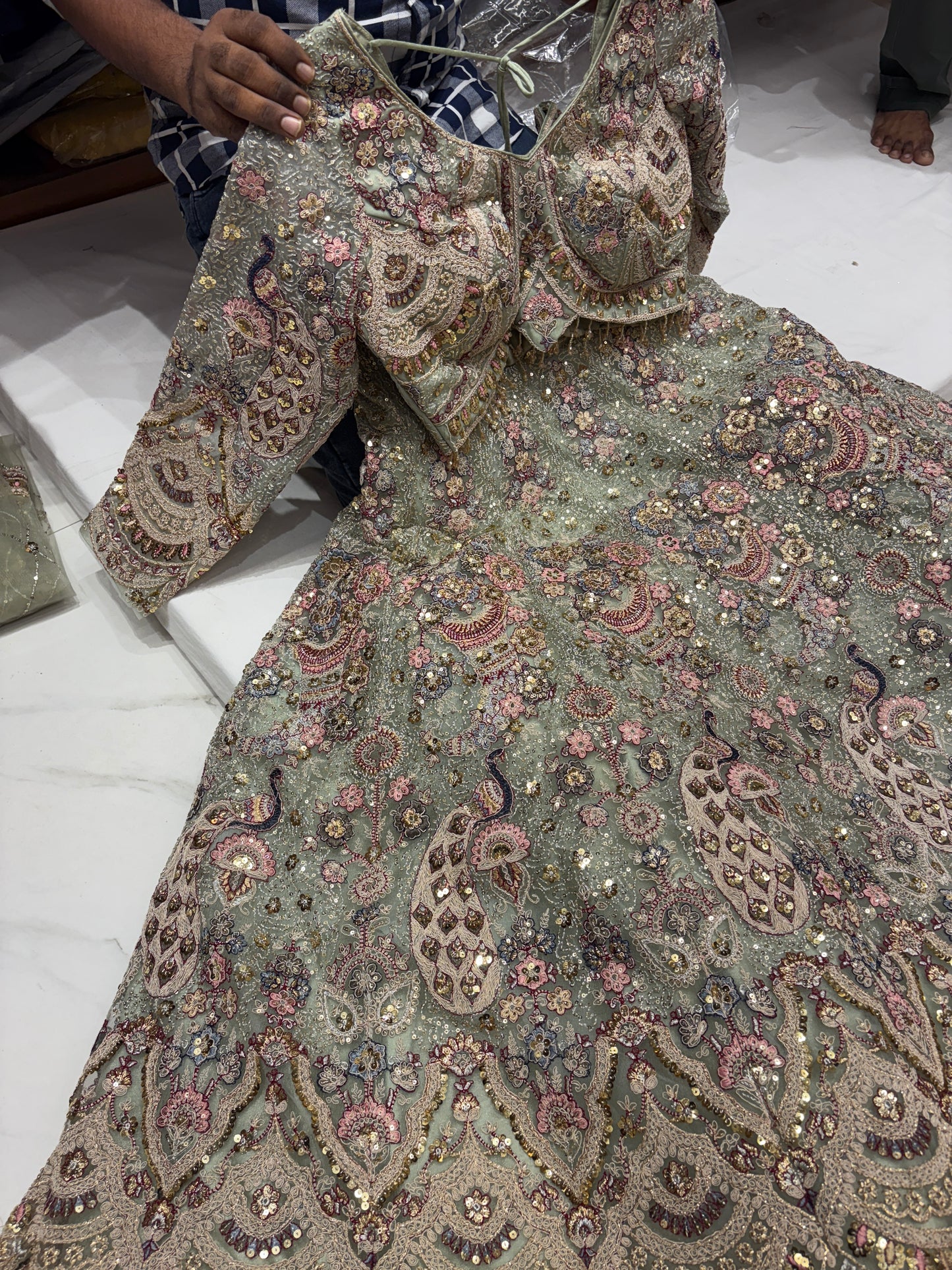 Something different Light pink peacock crop top Lehenga Happy Customer