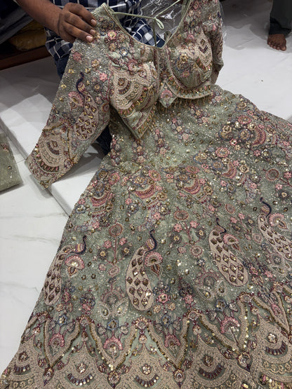 Something different Light pink peacock crop top Lehenga Happy Customer