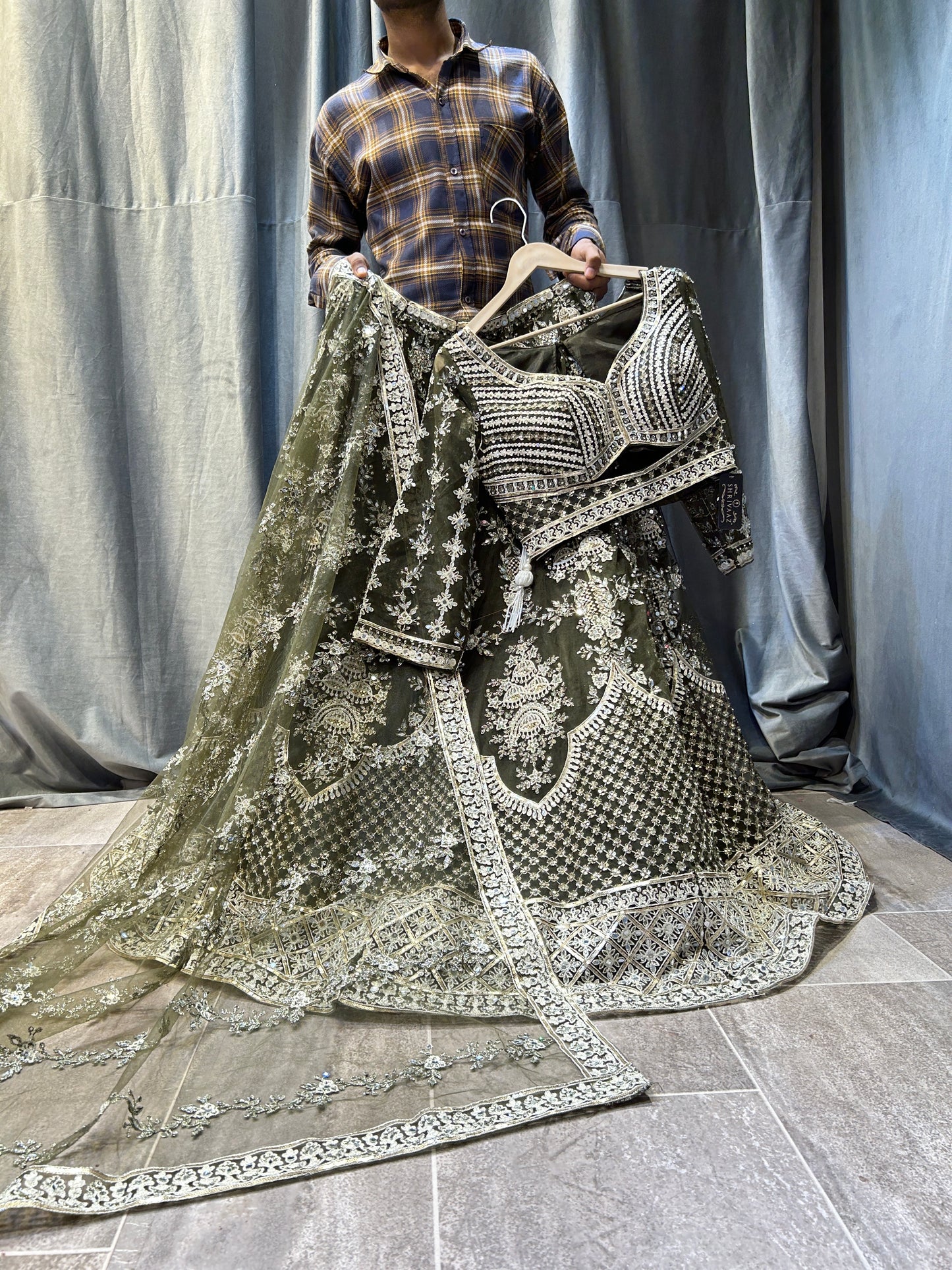 Fabulous green crop top lehenga