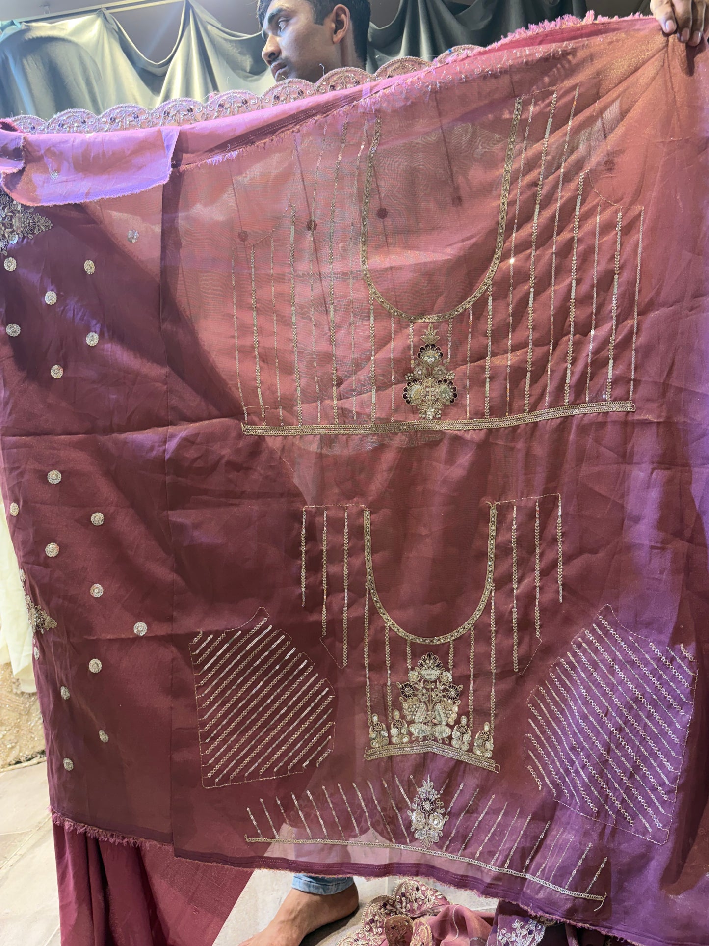 Multicolour pink double shade Lehenga