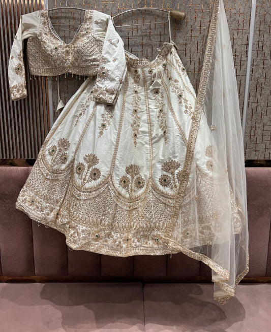 White Crop Top Lehenga