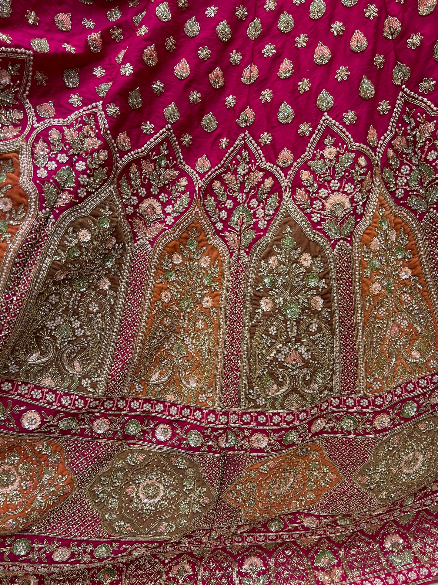 Dark pink handwork bridal Lehenga