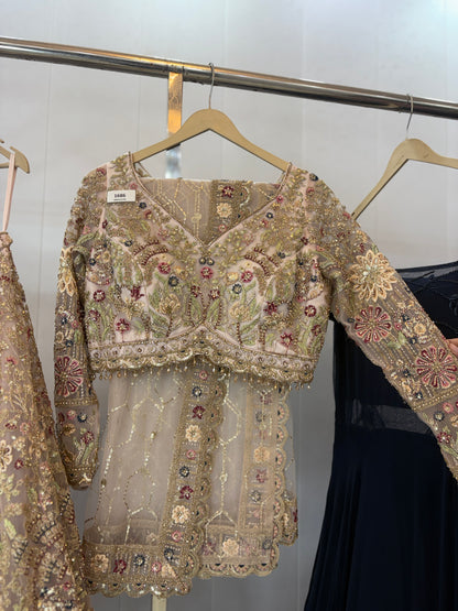 Glamorous peach Crop top Lehenga