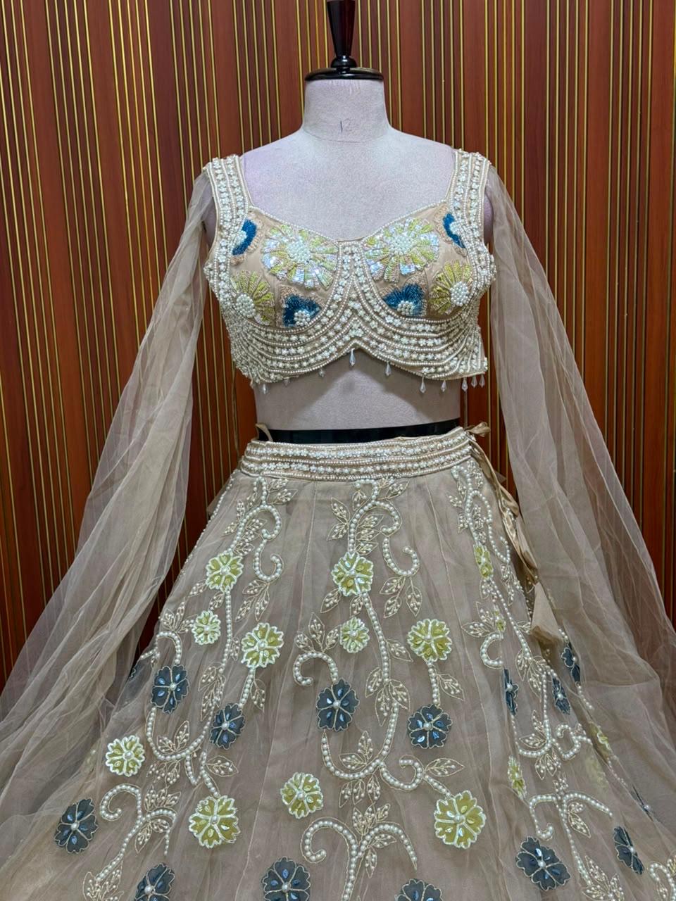 White pink crop top Lehenga