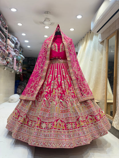 Astonishing Rani pink bridal Lehenga