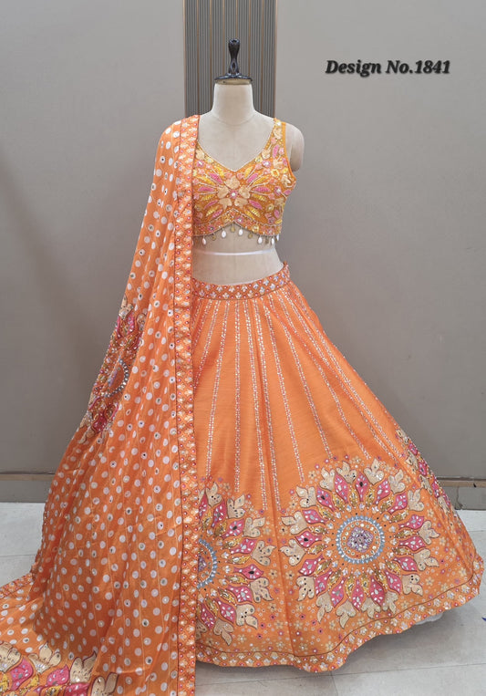 Orange PDP Crop Top Lehenga