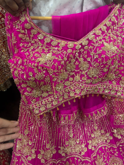 12 kali Light work Elegant hot pink crop top Lehenga