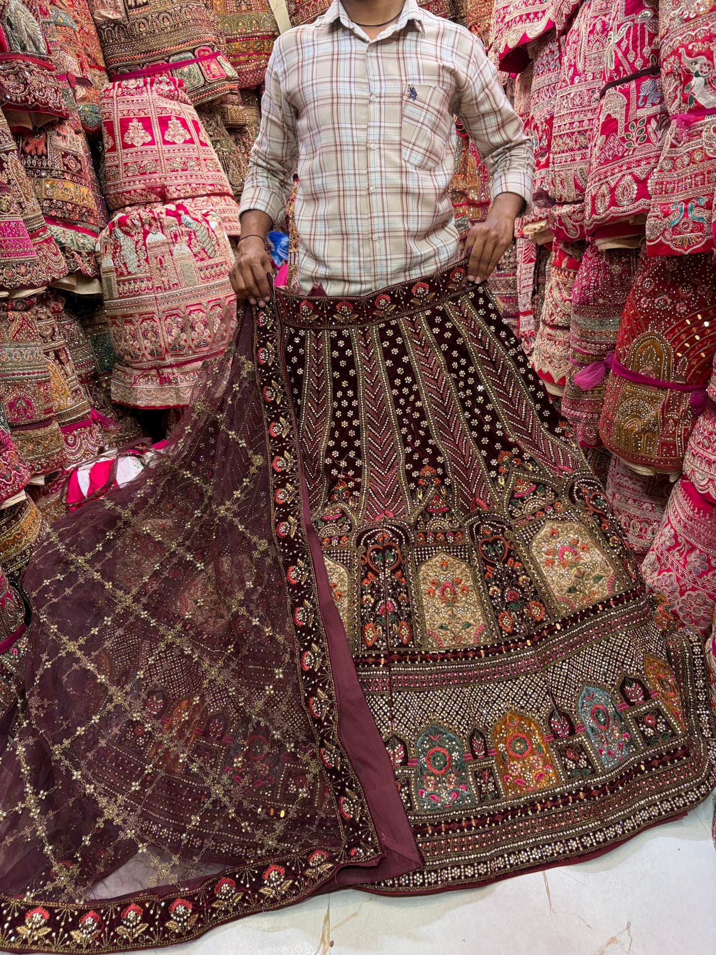 Dark Maroon bridal Lehenga