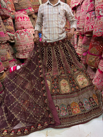 Dark Maroon bridal Lehenga