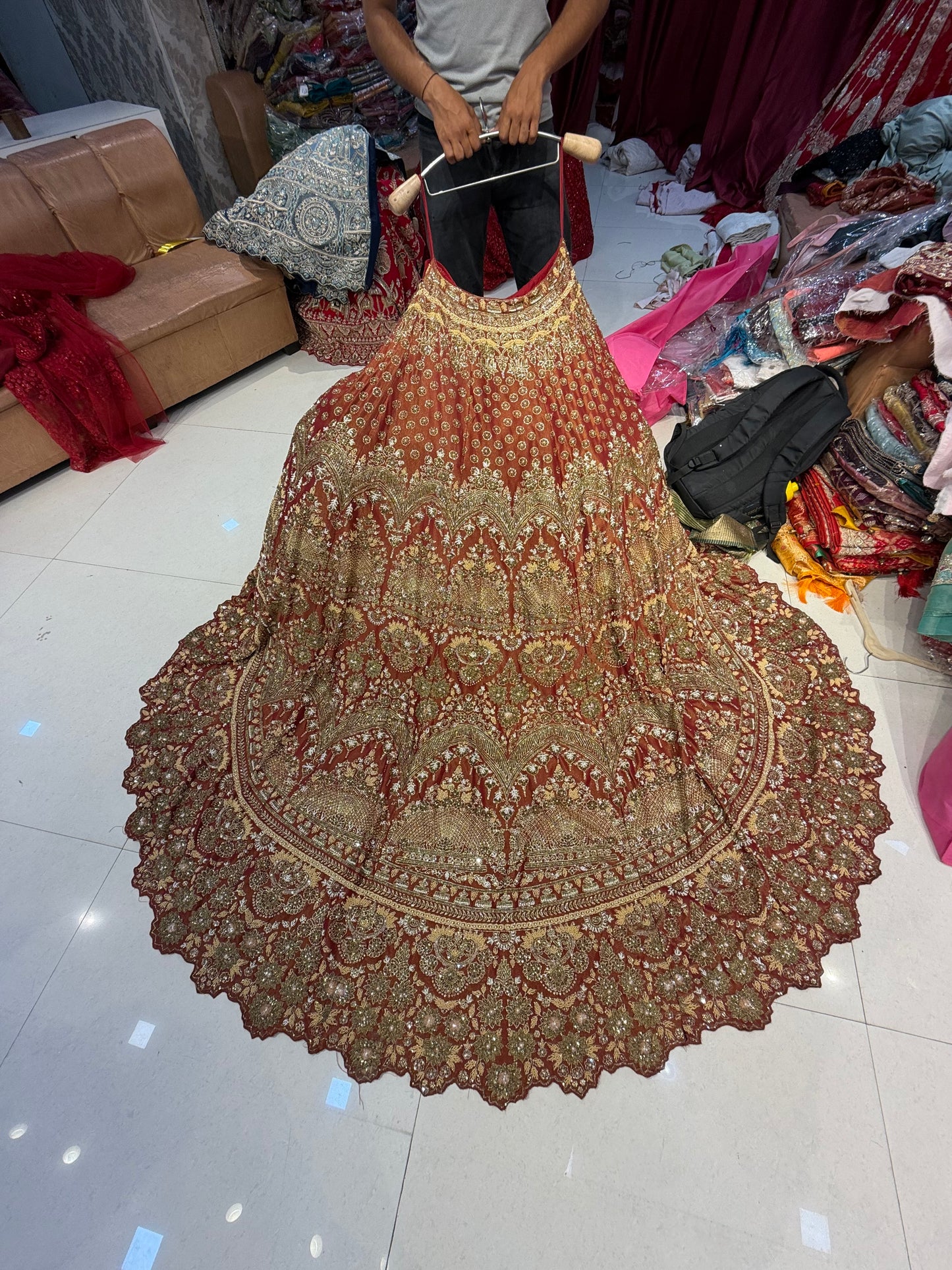 Maroon long peplum Farshi Gaharara Dress Special