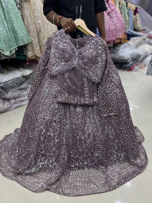 Lavender Crop Top Lehenga
